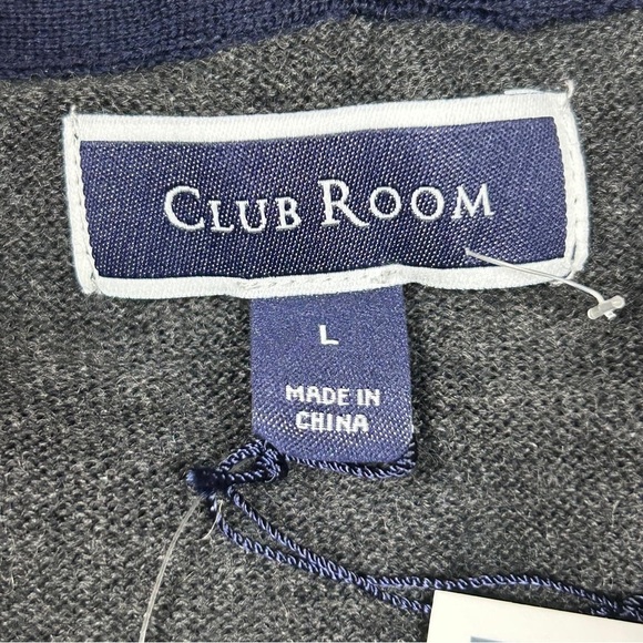 Club Room Gray Zip Up Sweater with Ribbed Collar long Sleeve - Picture 7 of 8